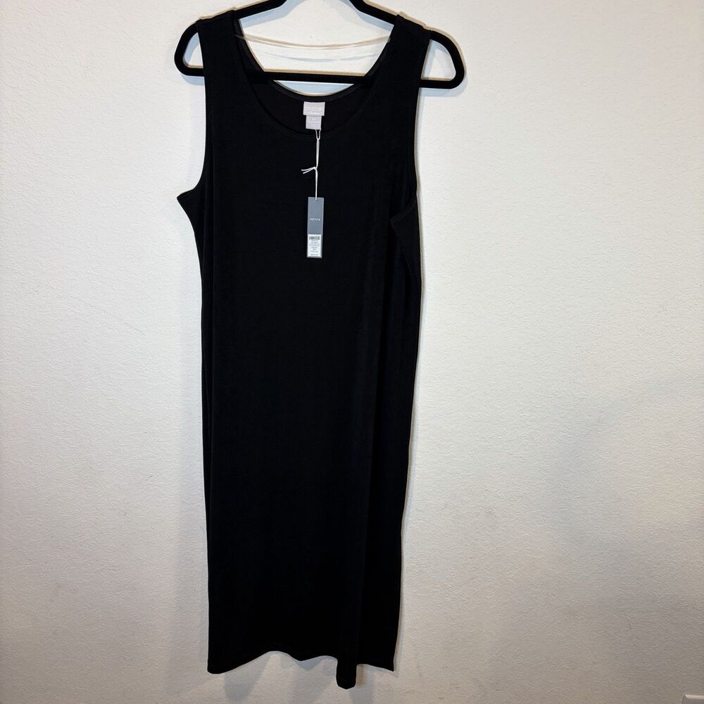 NEW Chico's Travelers Size 3P US 16/18P Black Maxi Tank Dress Slinky Knit NWT